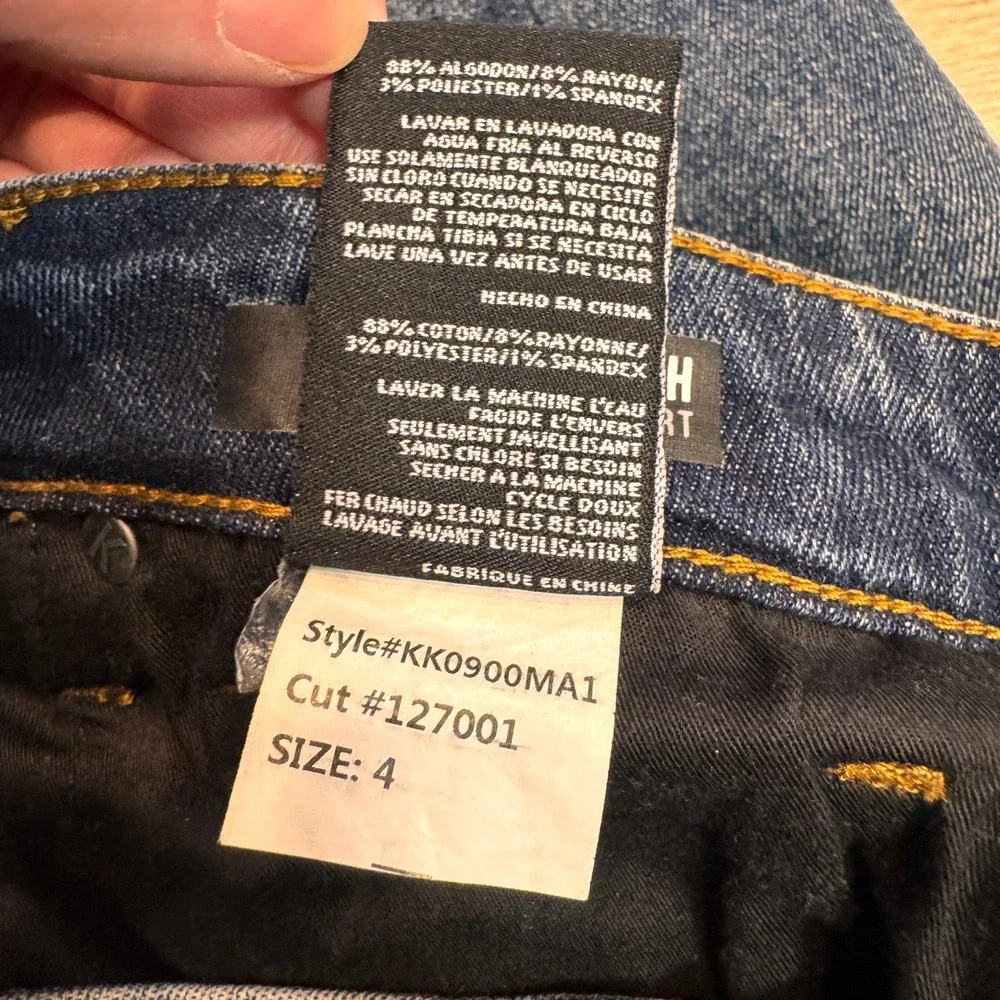 KUT from the Kloth Hannah Denim Skirt Size 4 Distressed‎ Frayed Hem Knee